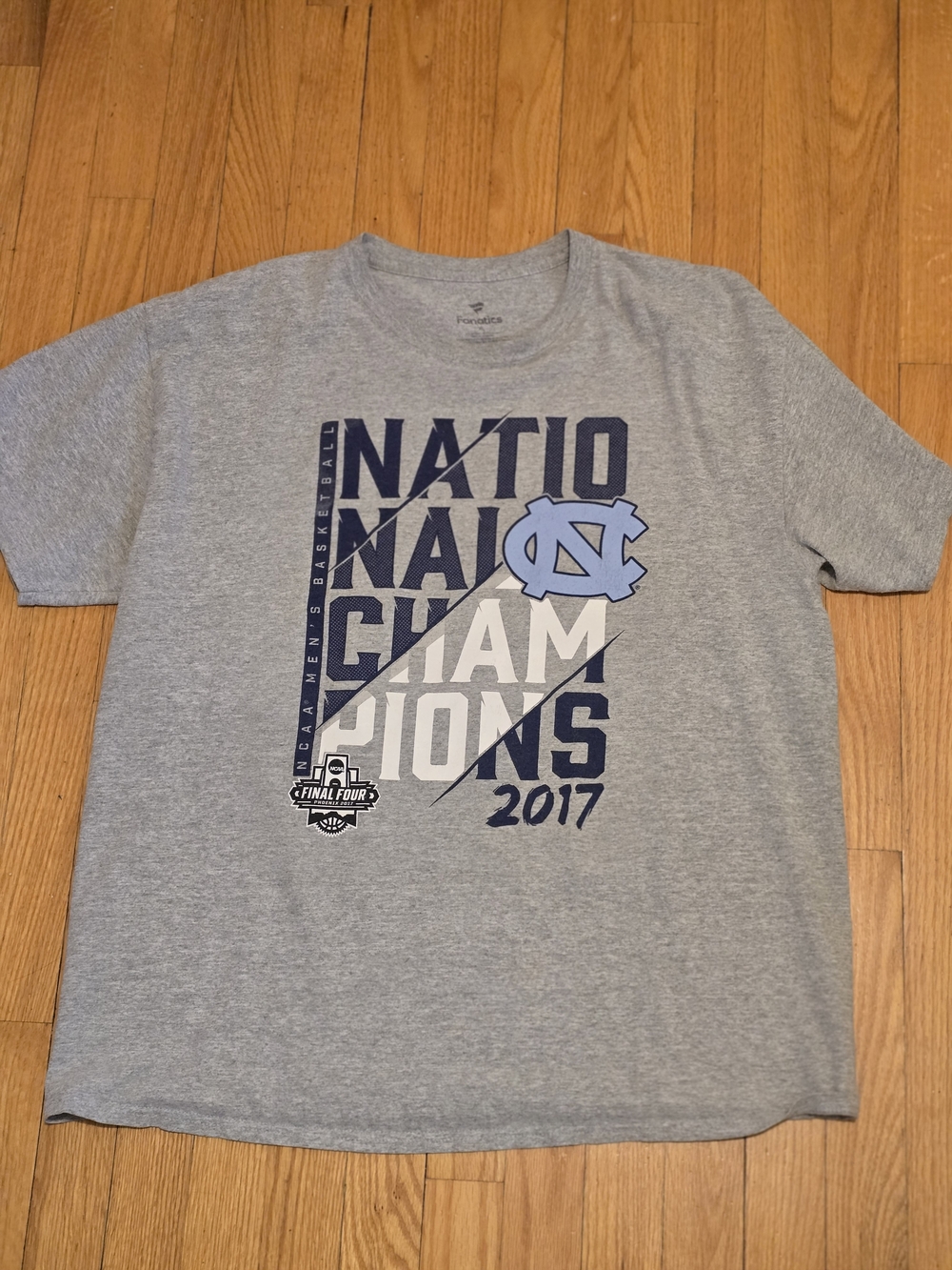 Fanatics 2017 Tarheel Chamionship Gray Heather Crewneck Tee XL